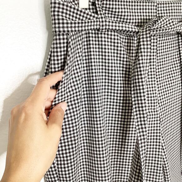 Joie Black And White Gingham Trouser Pants Waist Tie Belted 10 - Picture 3 of 10